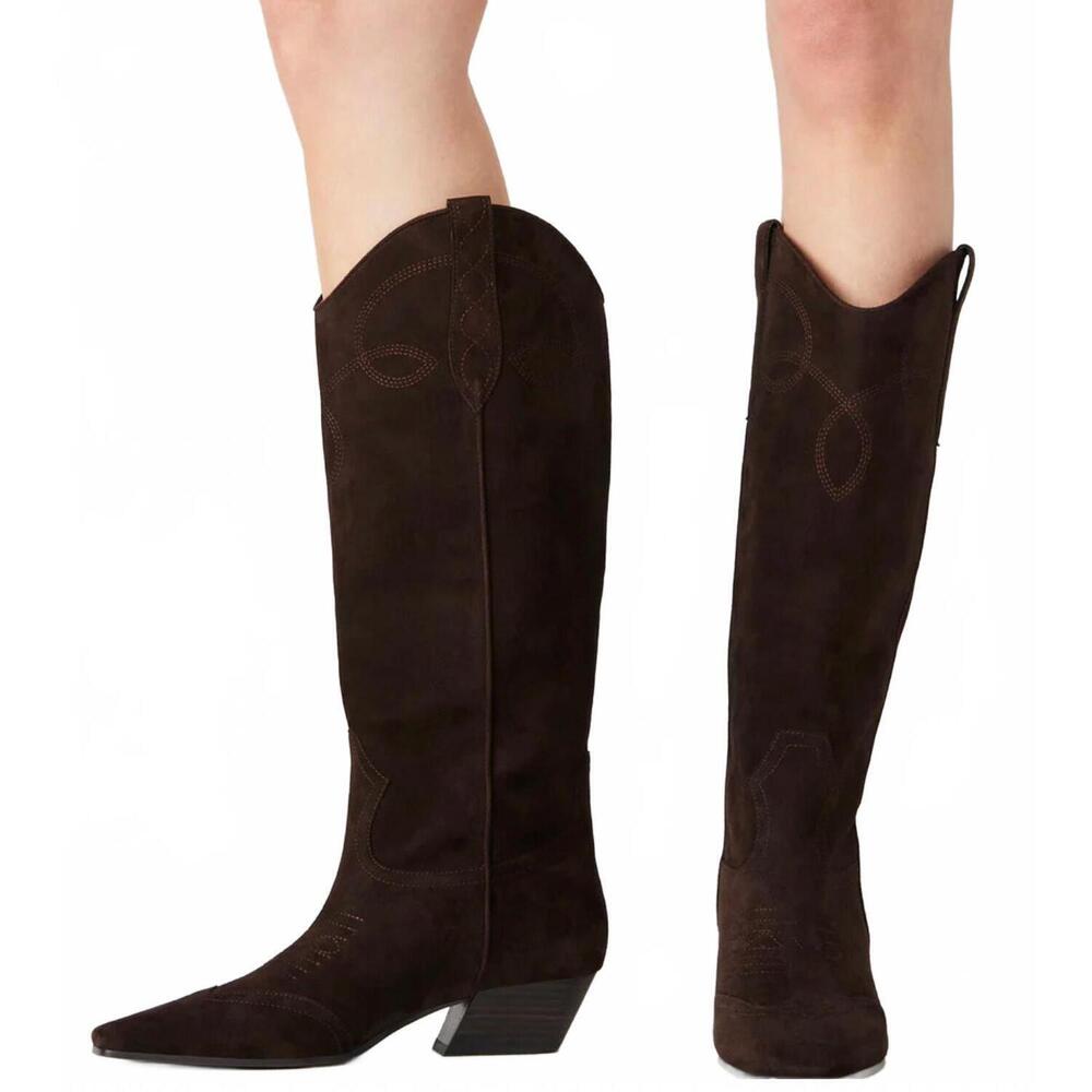 NEW STEVE MADDEN women's dollie western boot in chocolate suede - Picture 3 of 3